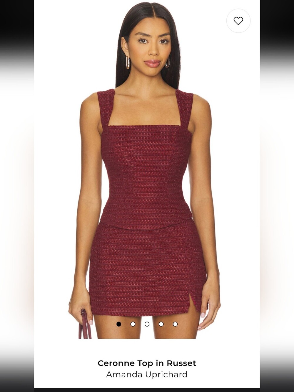 Women’s Square Neck Burgundy Tank Top Amanda Uprichard Ceronne Top in Russet